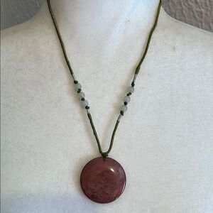Elegant Green and Red Stone Pendant Necklace